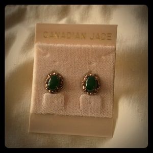 Canadian Jade silver vintage earrings. Excellent